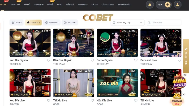Khám phá kho game phong phú tại COBET