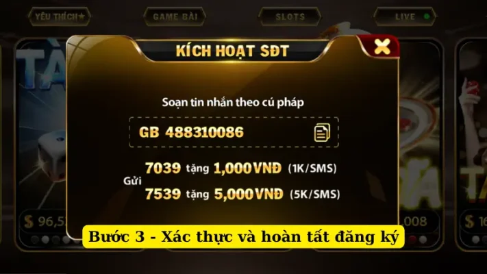 Bước 3 - Xác thực và hoàn tất đăng ký